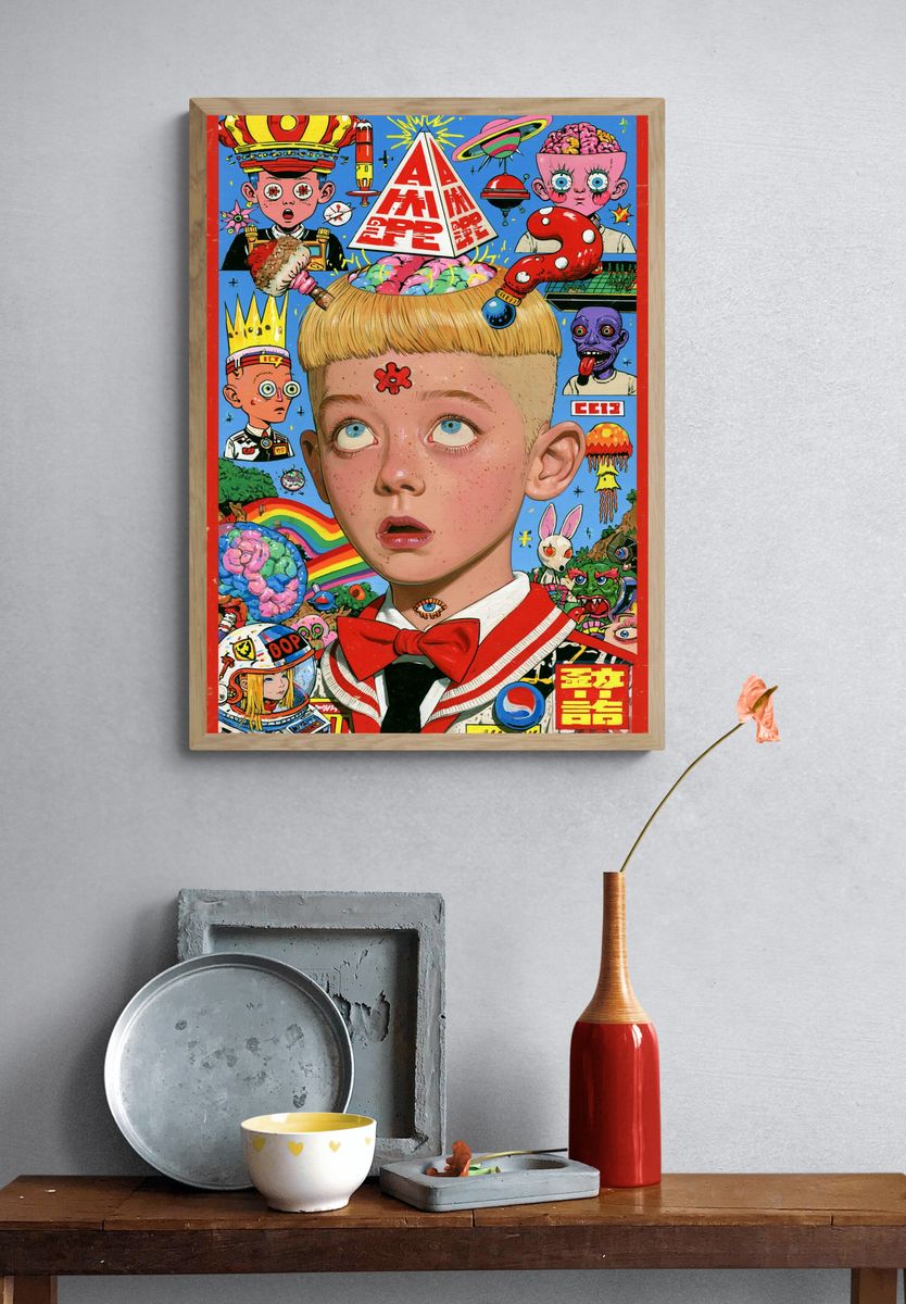 Surreal Pop Collage Poster. — room view 3