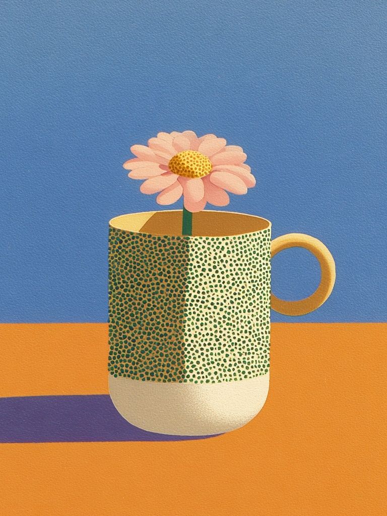 Flower in Mug — Illustration Print. poster — illustration art
