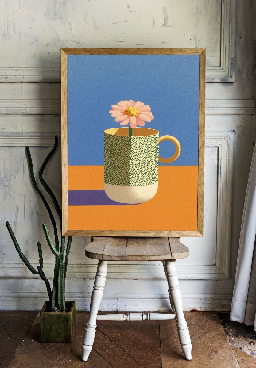 Flower in Mug — Illustration Print. — room view 1