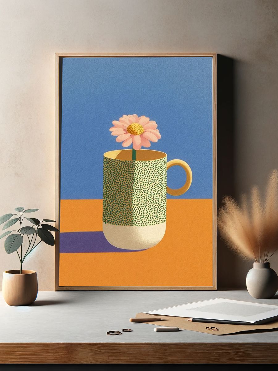 Flower in Mug — Illustration Print. — room view 2
