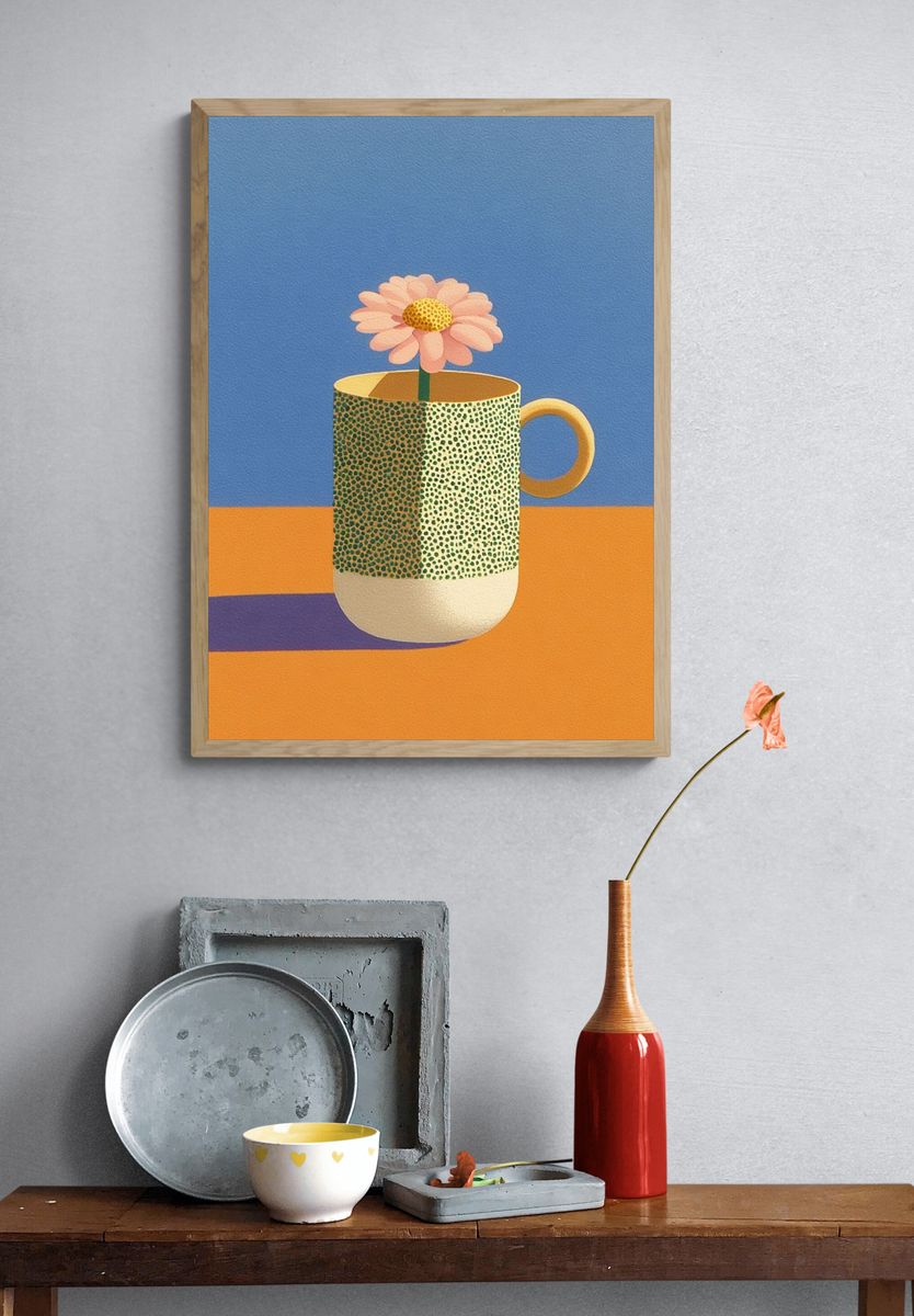 Flower in Mug — Illustration Print. — room view 3