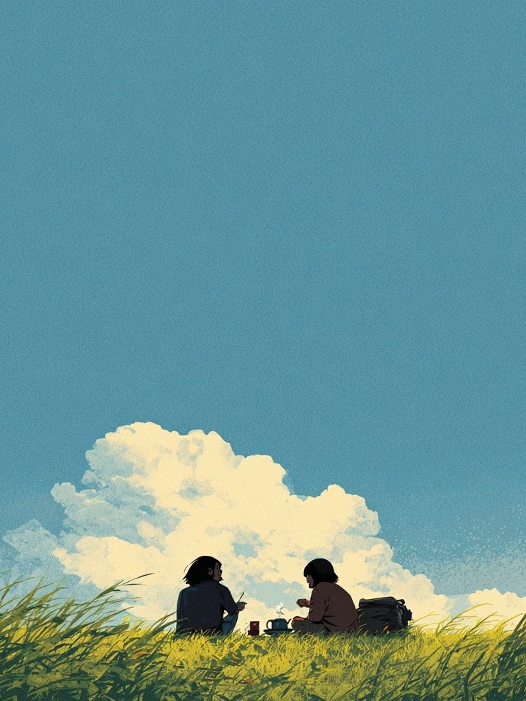 Friends in a Meadow — Illustration Print. poster — illustration art