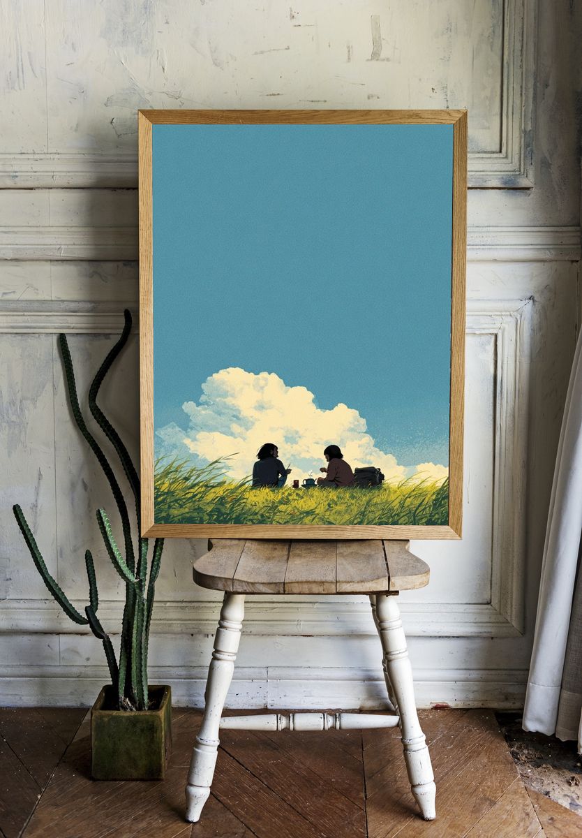 Friends in a Meadow — Illustration Print. — room view 1