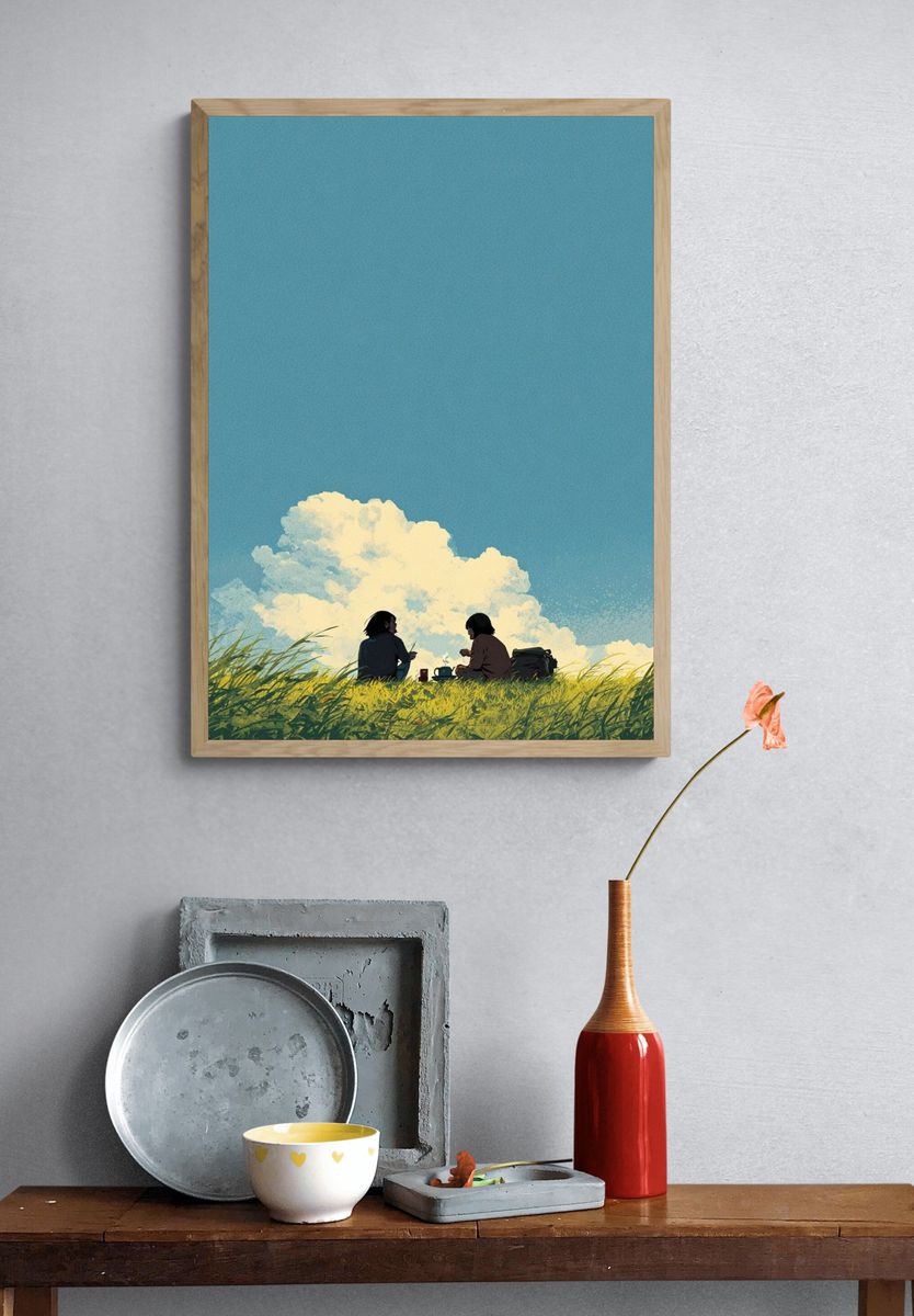 Friends in a Meadow — Illustration Print. — room view 3