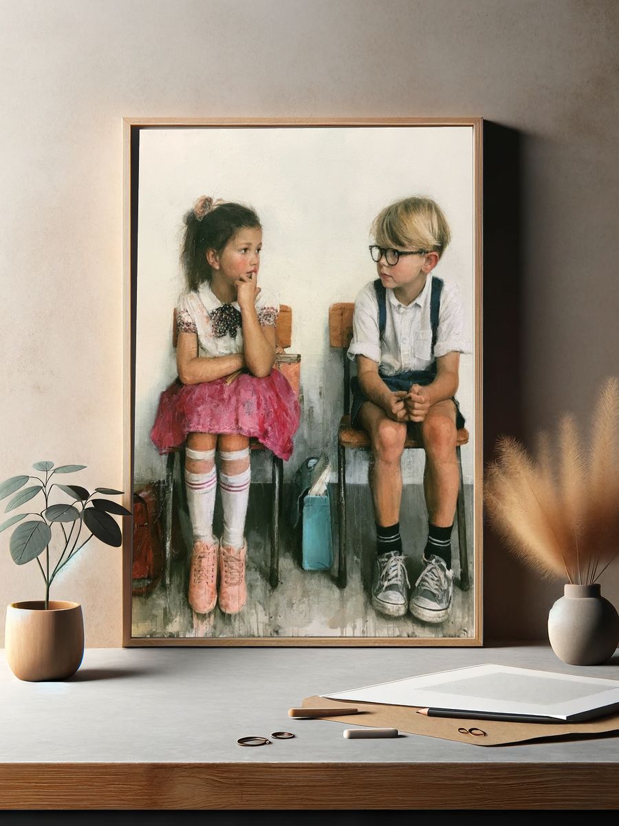 Children Waiting — Fine-Art Print. — room view 2
