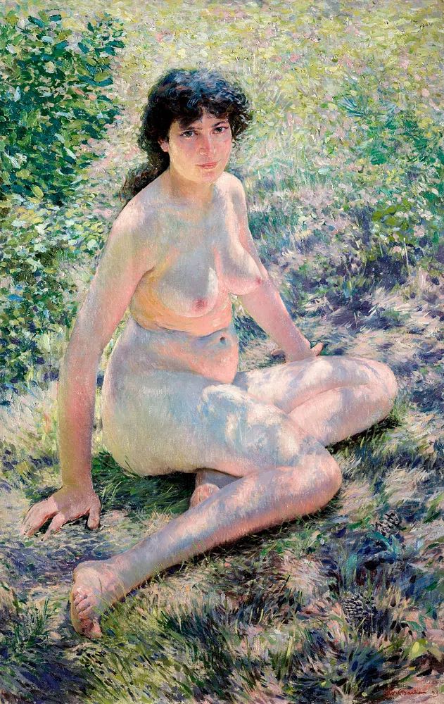 Seated nude lady. July (1893). poster detail