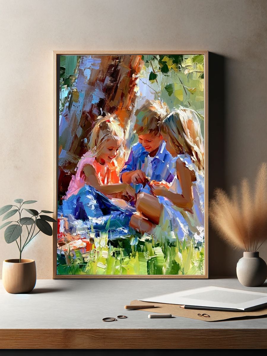 Children Picnic Impressionist Poster. — room view 2