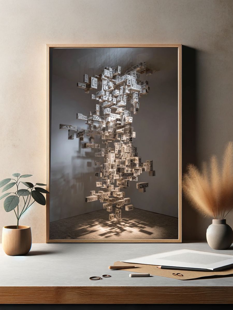 Suspended Letter Sculpture Print. — room view 2