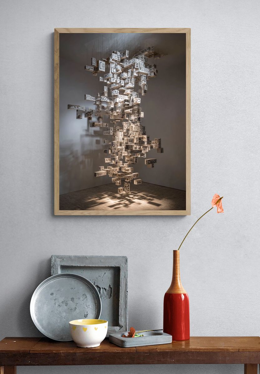 Suspended Letter Sculpture Print. — room view 3