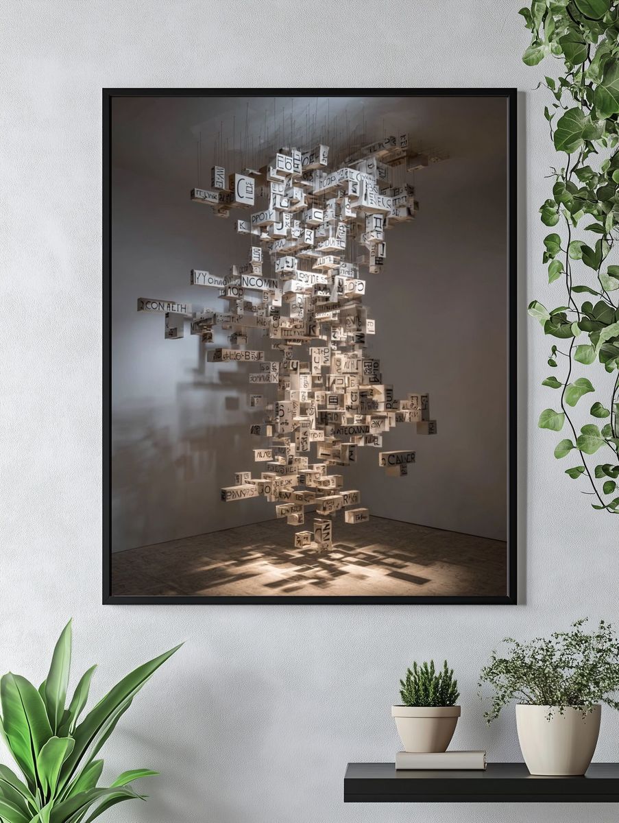 Suspended Letter Sculpture Print. — room view 4
