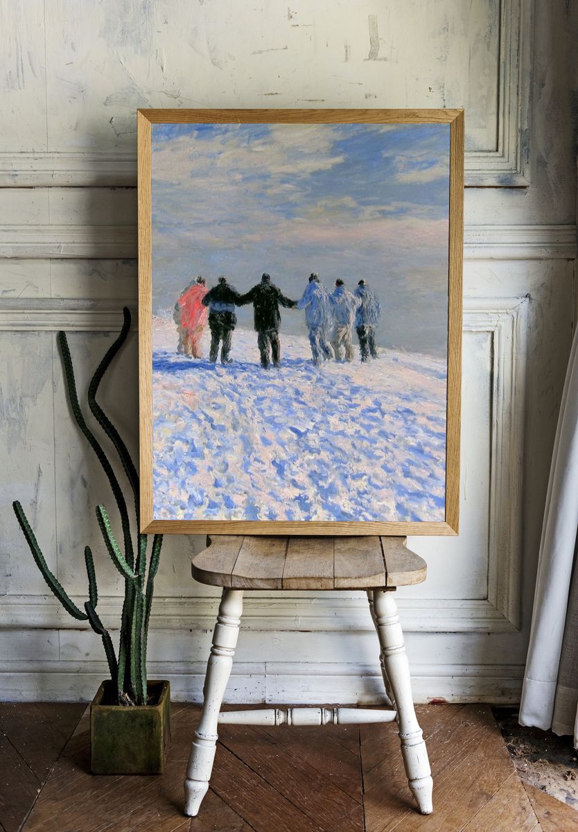 Winter Walk Impressionist Print. room preview
