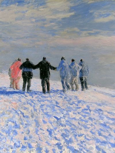 Winter Walk Impressionist Print. poster