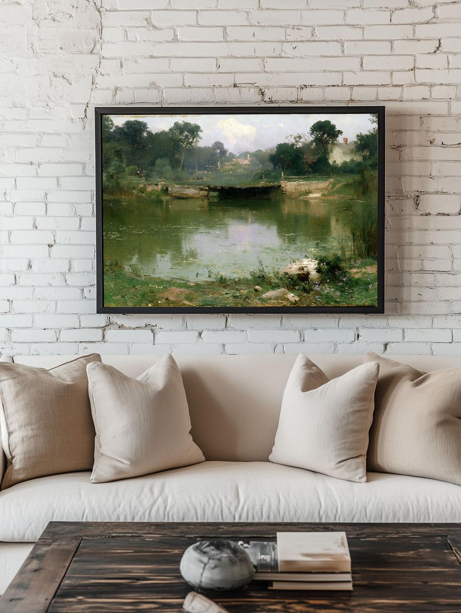 Impressionist River Landscape Poster. room preview