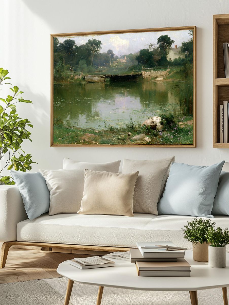 Impressionist River Landscape Poster. — room view 2