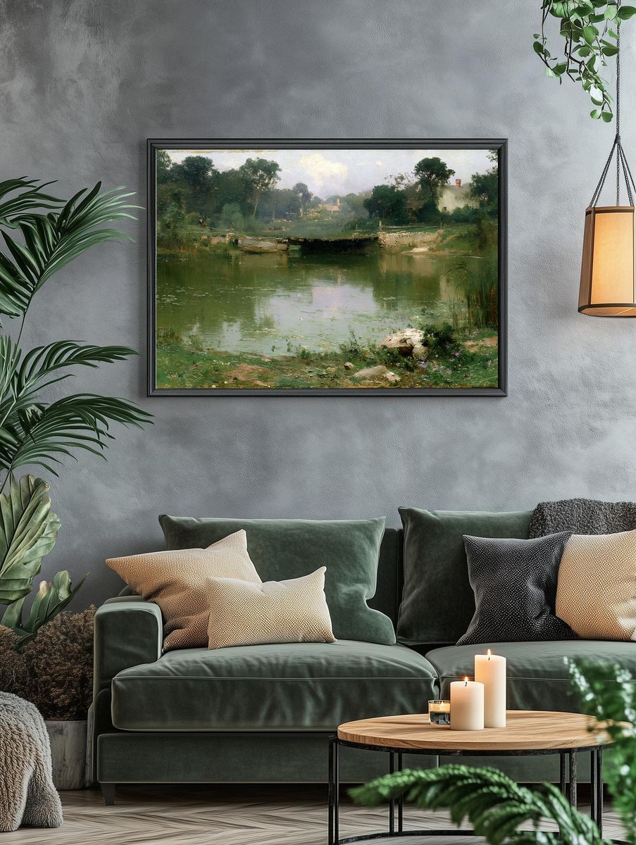 Impressionist River Landscape Poster. — room view 4