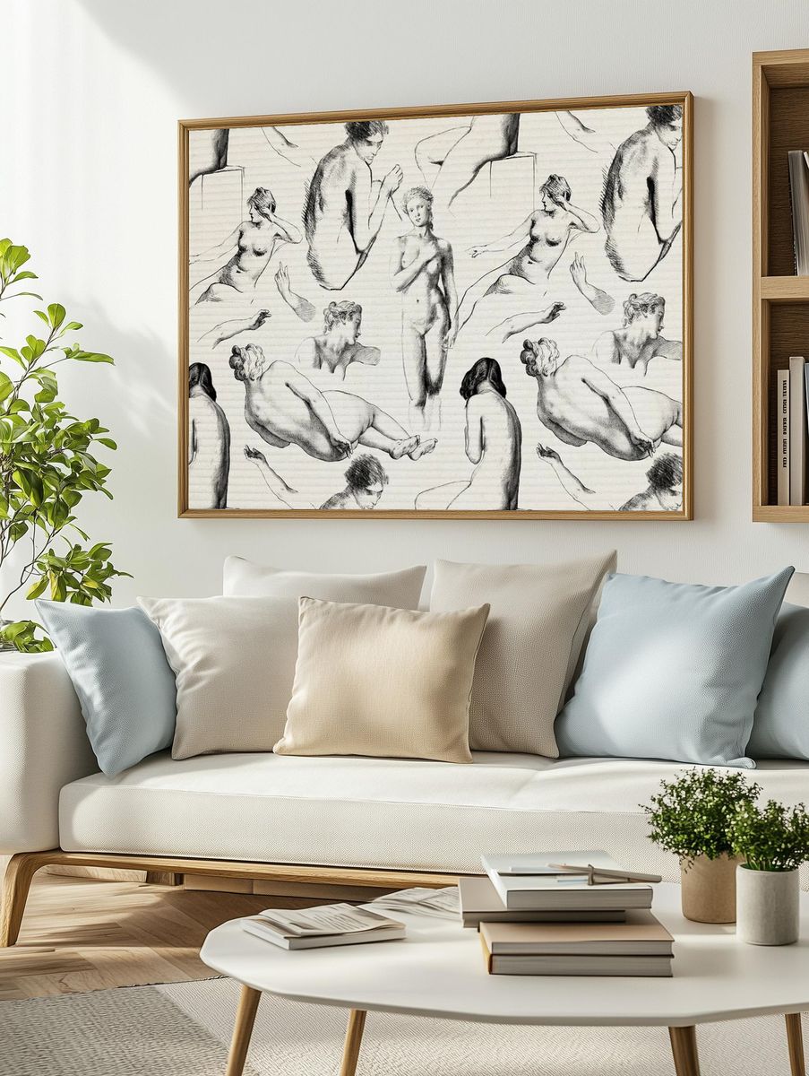 Female nude patterned background illustration. — room view 2