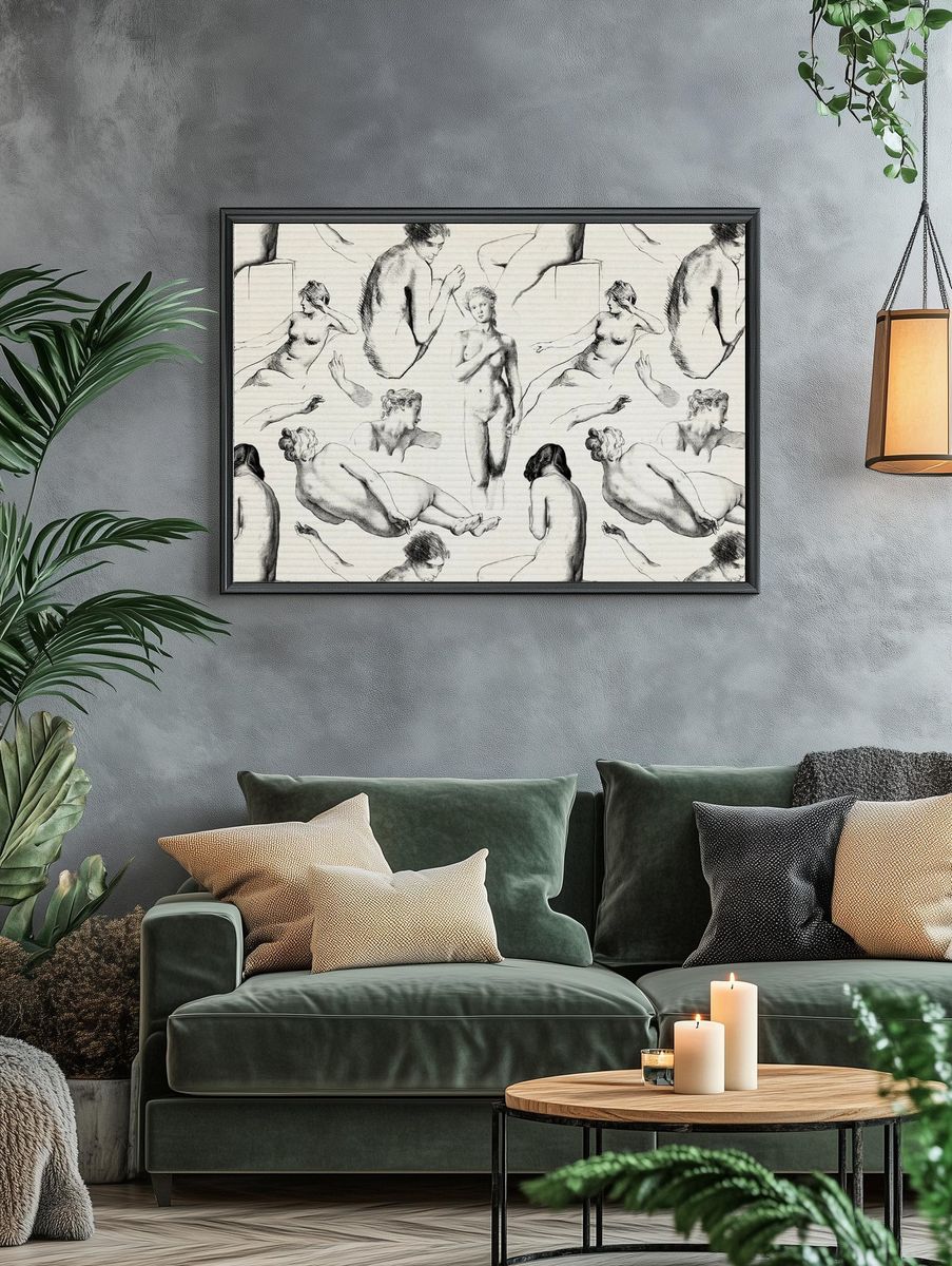 Female nude patterned background illustration. — room view 4