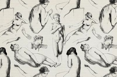 Female nude patterned background illustration. poster