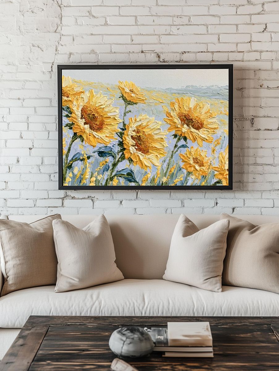 Sunflower Field Impressionist Poster. room preview