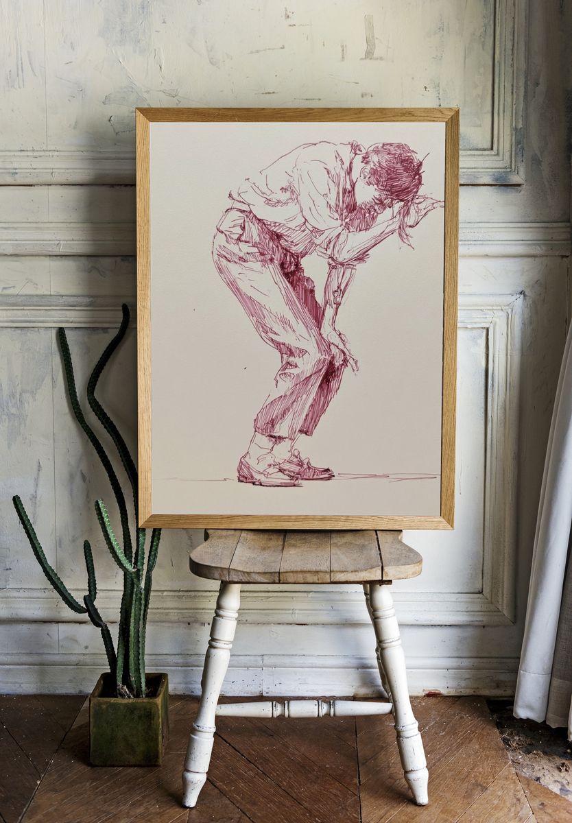 Contemplative Figure Sketch Poster. room preview