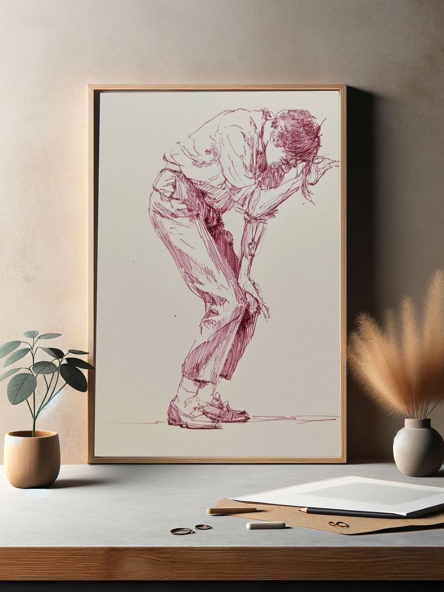 Contemplative Figure Sketch Poster. — room view 2
