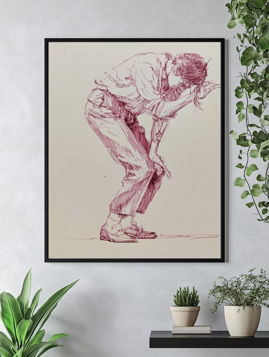 Contemplative Figure Sketch Poster. — room view 4