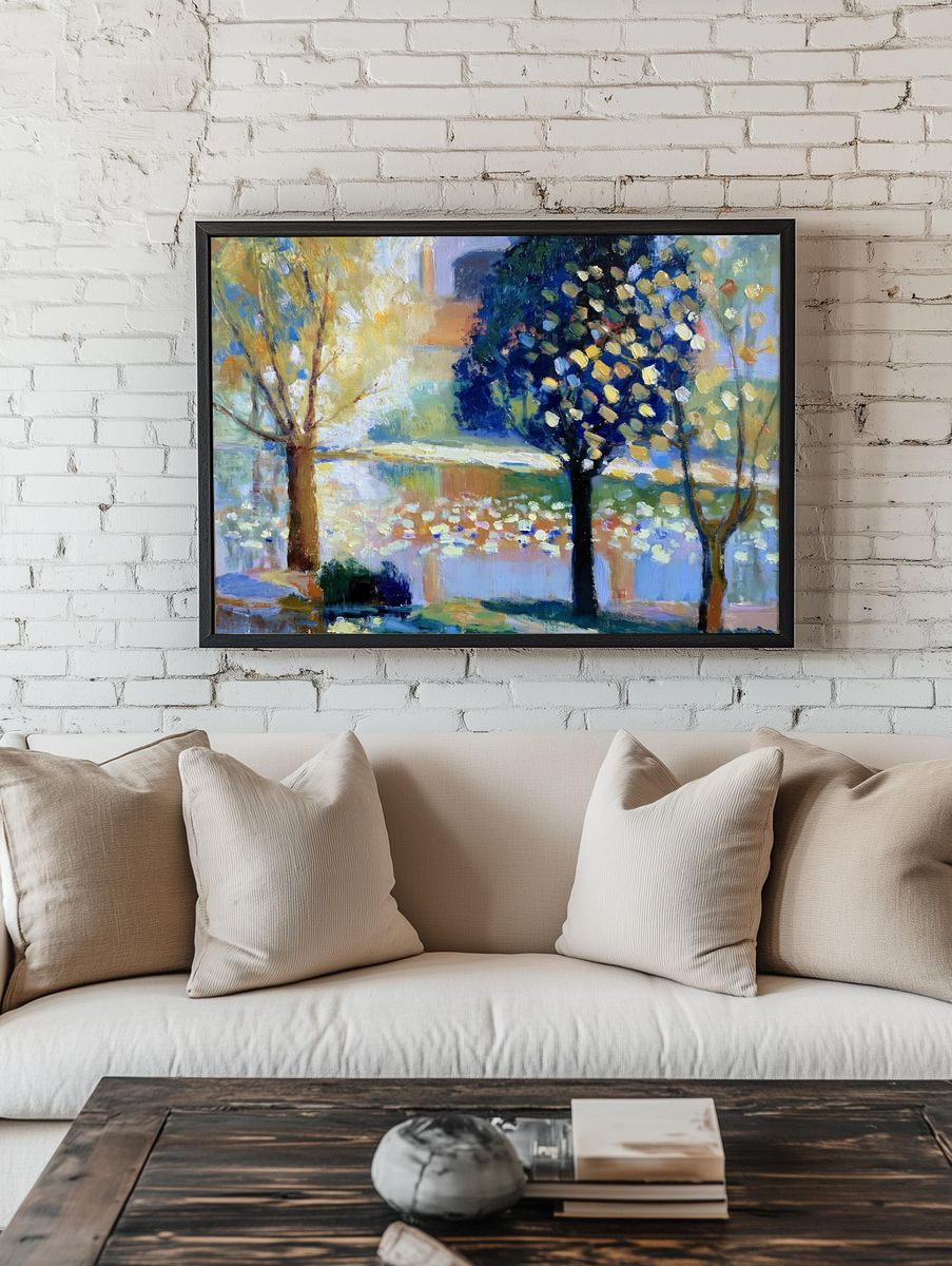 Impressionist Park Trees Poster. room preview