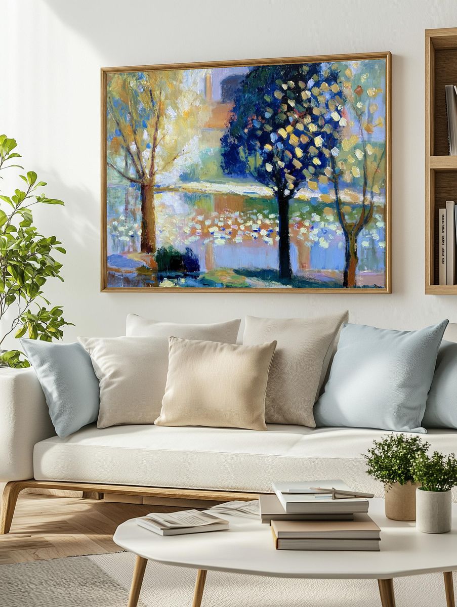 Impressionist Park Trees Poster. — room view 2