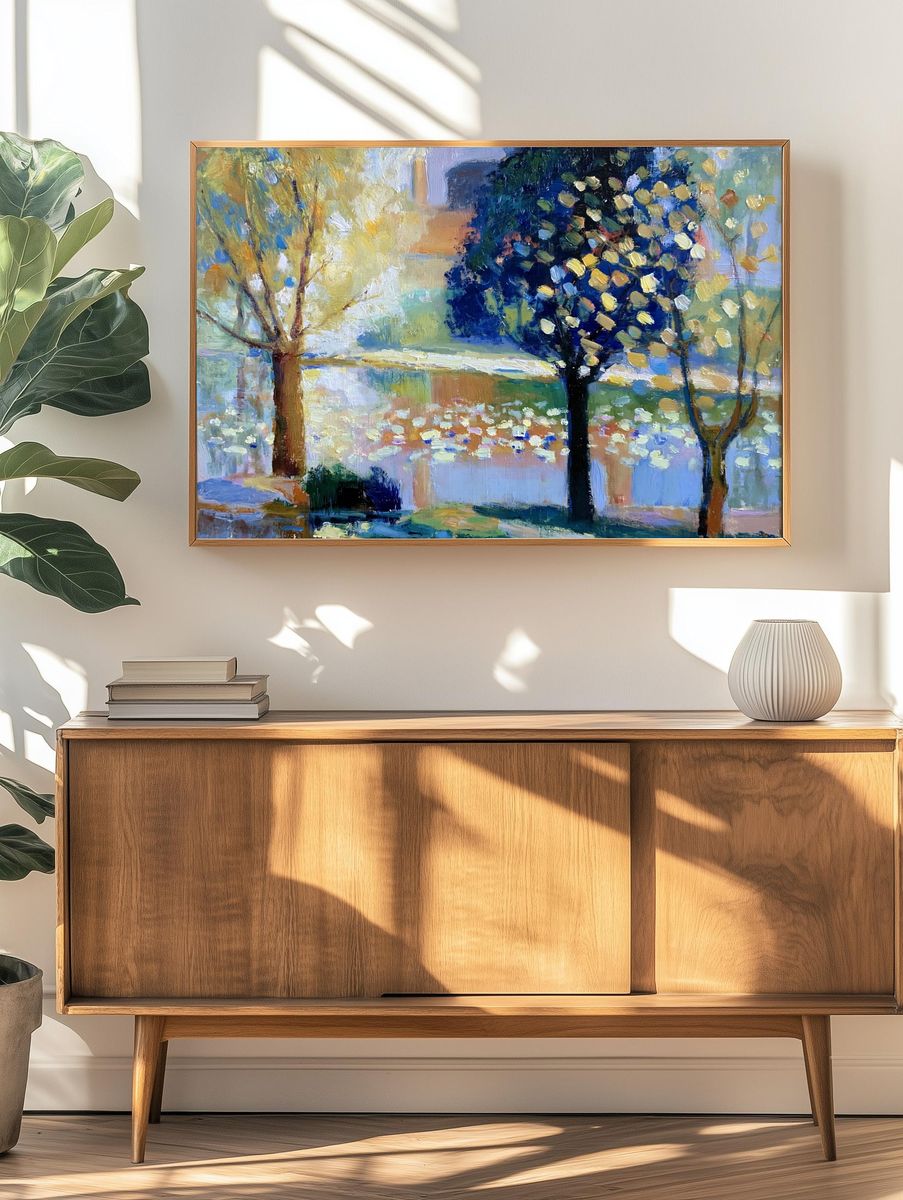Impressionist Park Trees Poster. — room view 3