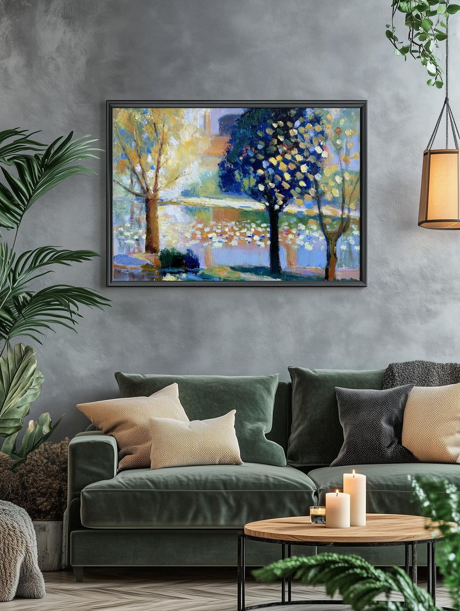 Impressionist Park Trees Poster. — room view 4