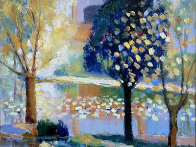 Impressionist Park Trees Poster.