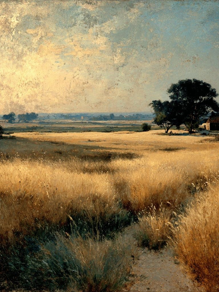 Golden Meadow Landscape Print. poster — fine-art art