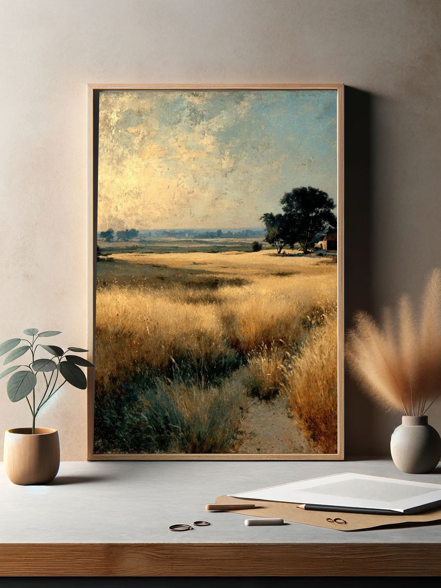 Golden Meadow Landscape Print. — room view 2