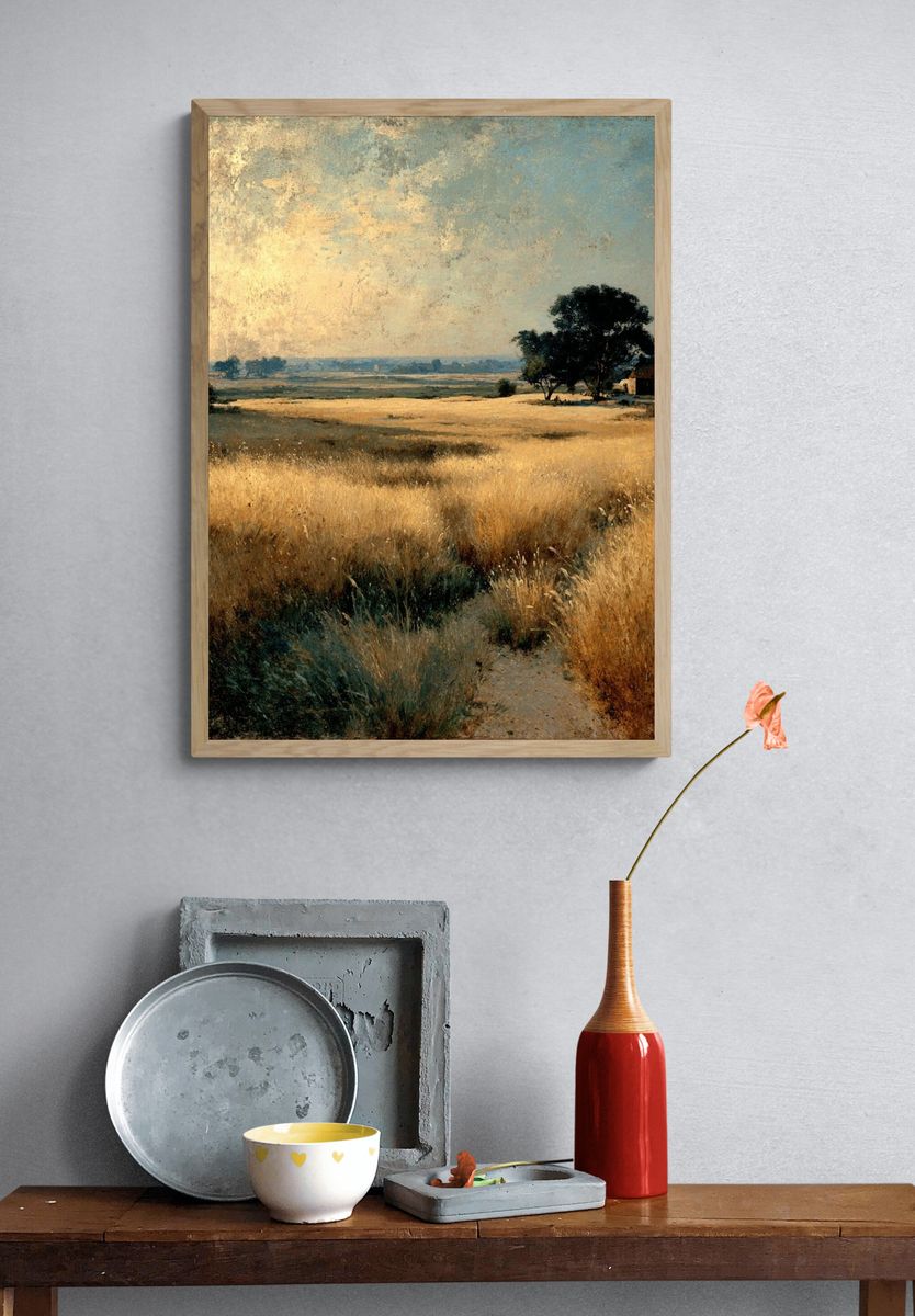 Golden Meadow Landscape Print. — room view 3
