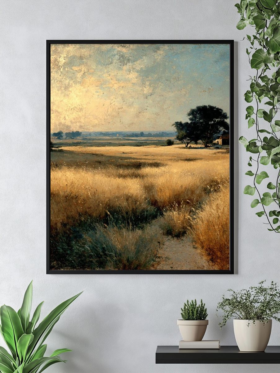 Golden Meadow Landscape Print. — room view 4