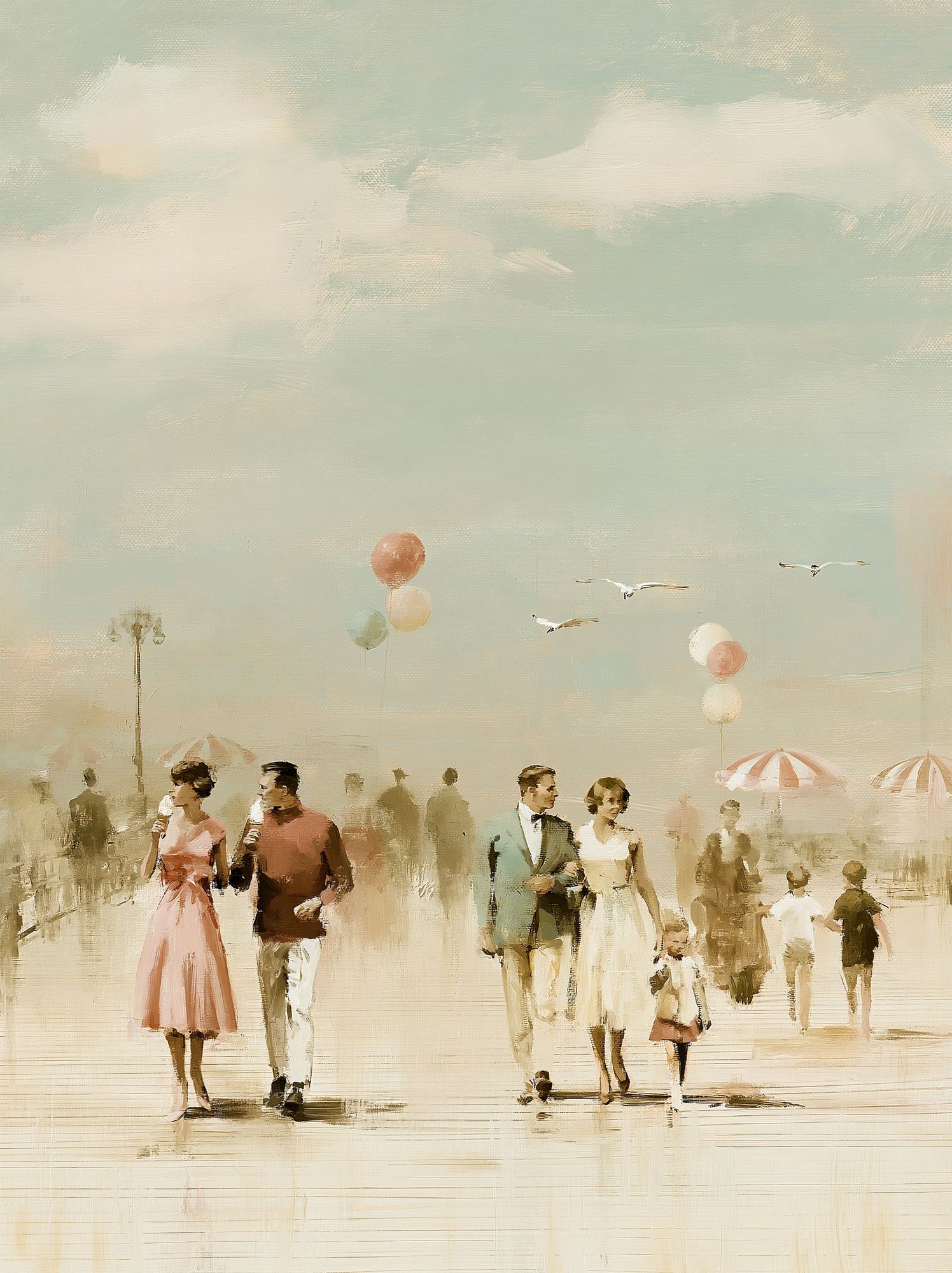 Seaside Promenade Fine-Art Poster. poster detail