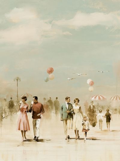 Seaside Promenade Fine-Art Poster.