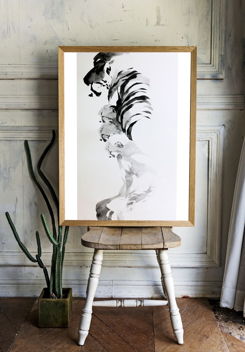 Abstract Ink Figure Print. room preview