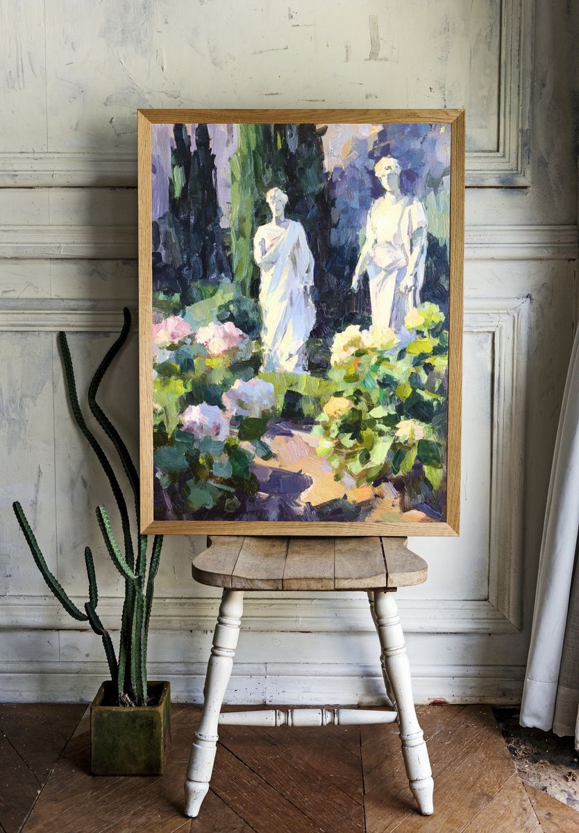 Garden Statues Impressionist Poster. room preview