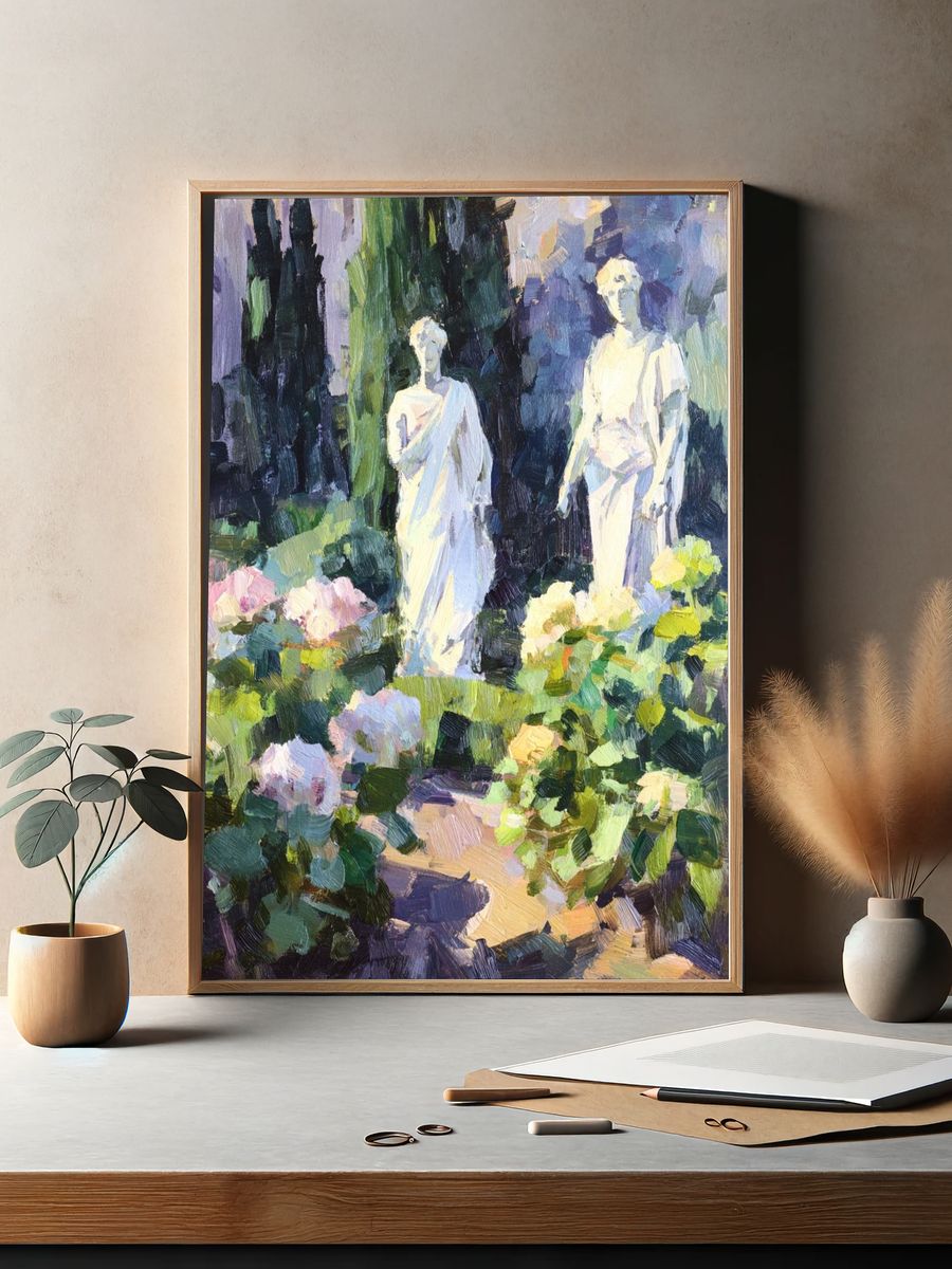 Garden Statues Impressionist Poster. — room view 2