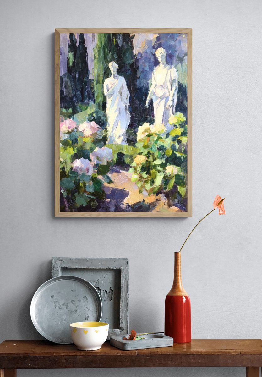 Garden Statues Impressionist Poster. — room view 3