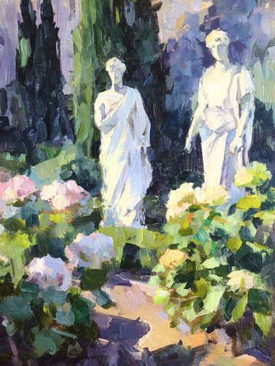 Garden Statues Impressionist Poster.