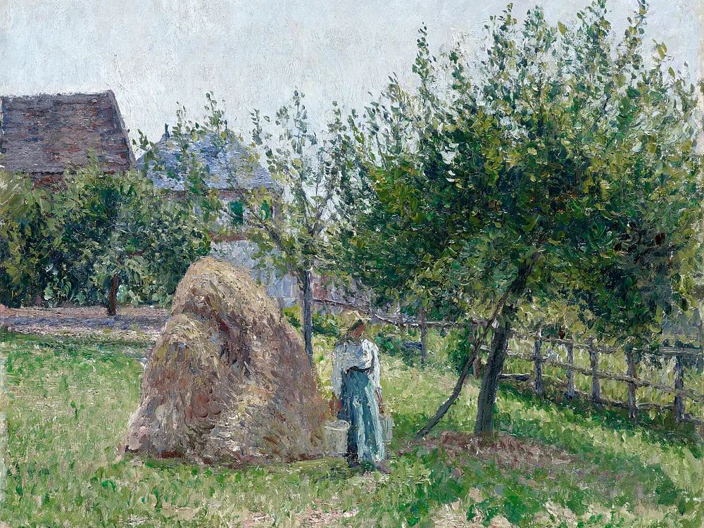 Apple trees Eragny, sunny morning. poster — fine-art art