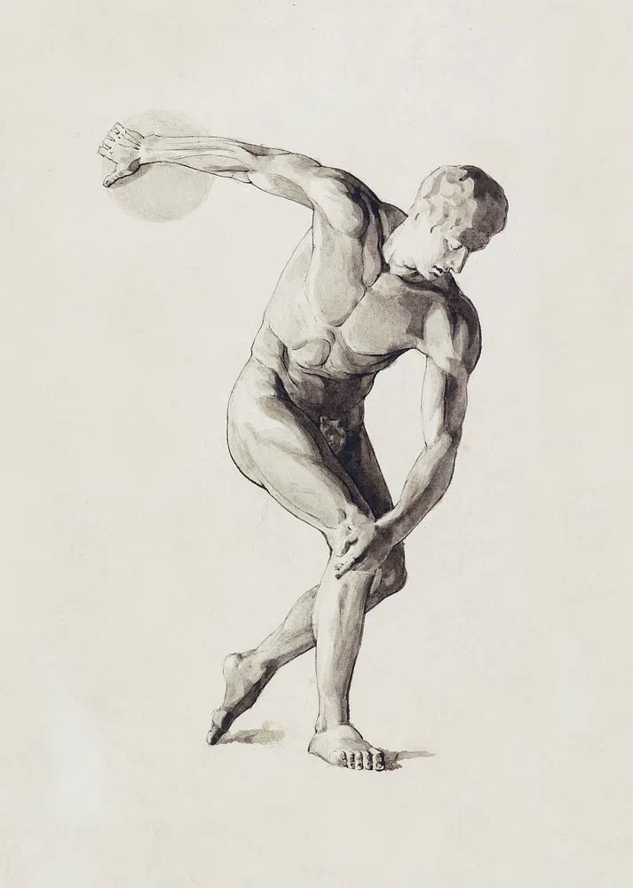 Male Nude. Gipsmodel van Discuswerper. poster — fine-art art