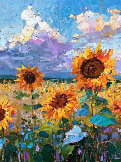 Sunflower Field Impressionist Poster. poster