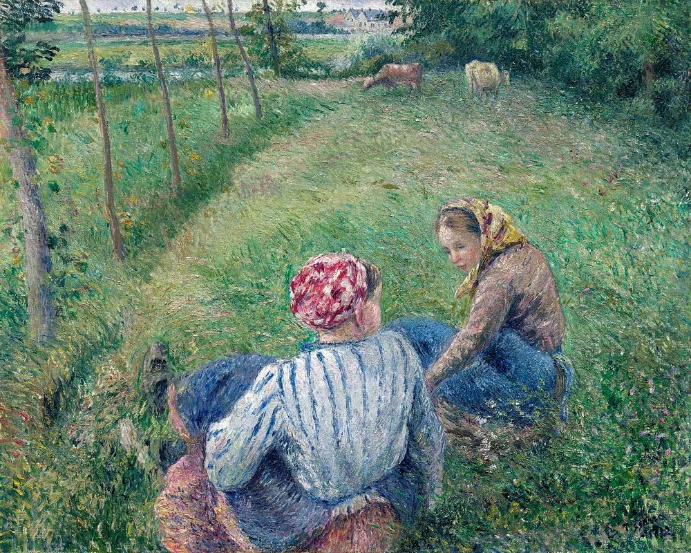 Young Peasant Girls Resting Fields. poster — fine-art art