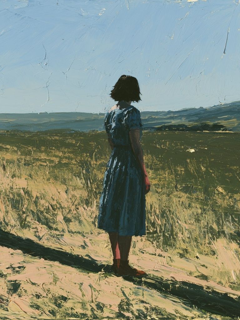 Solitary Figure in Landscape Print. poster detail