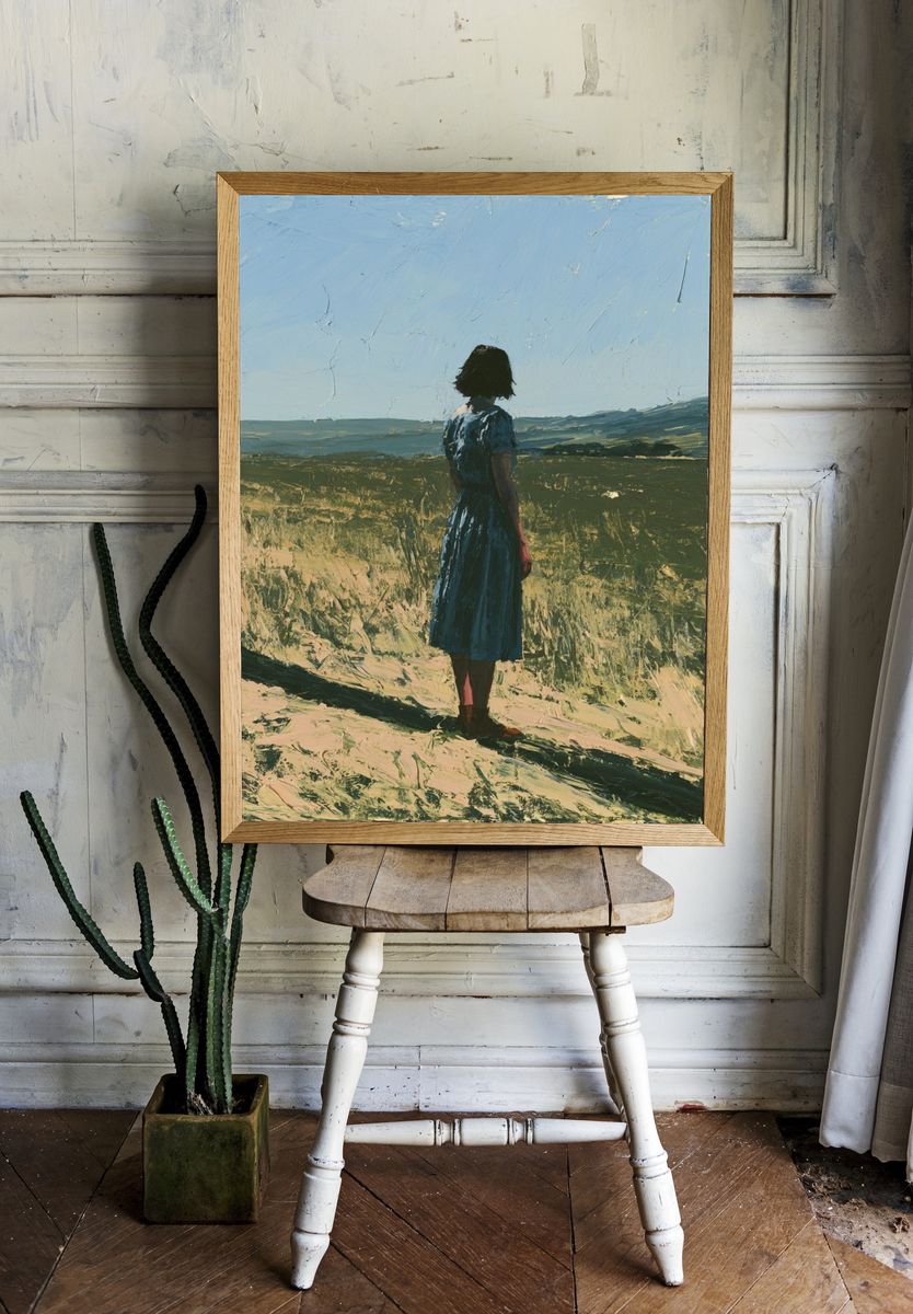 Solitary Figure in Landscape Print. room preview