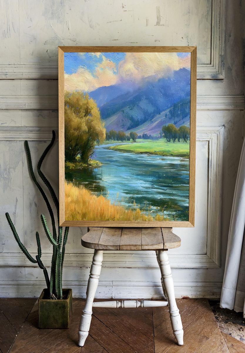 Mountain River Landscape Print. — room view 1