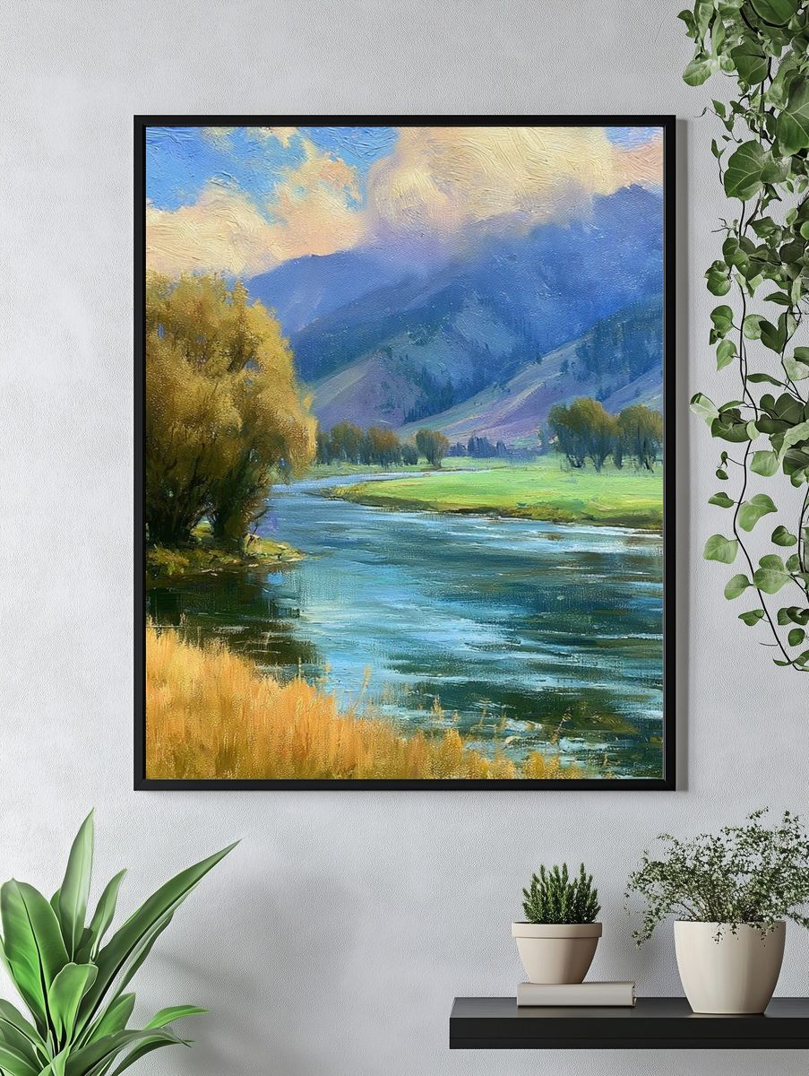 Mountain River Landscape Print. — room view 4